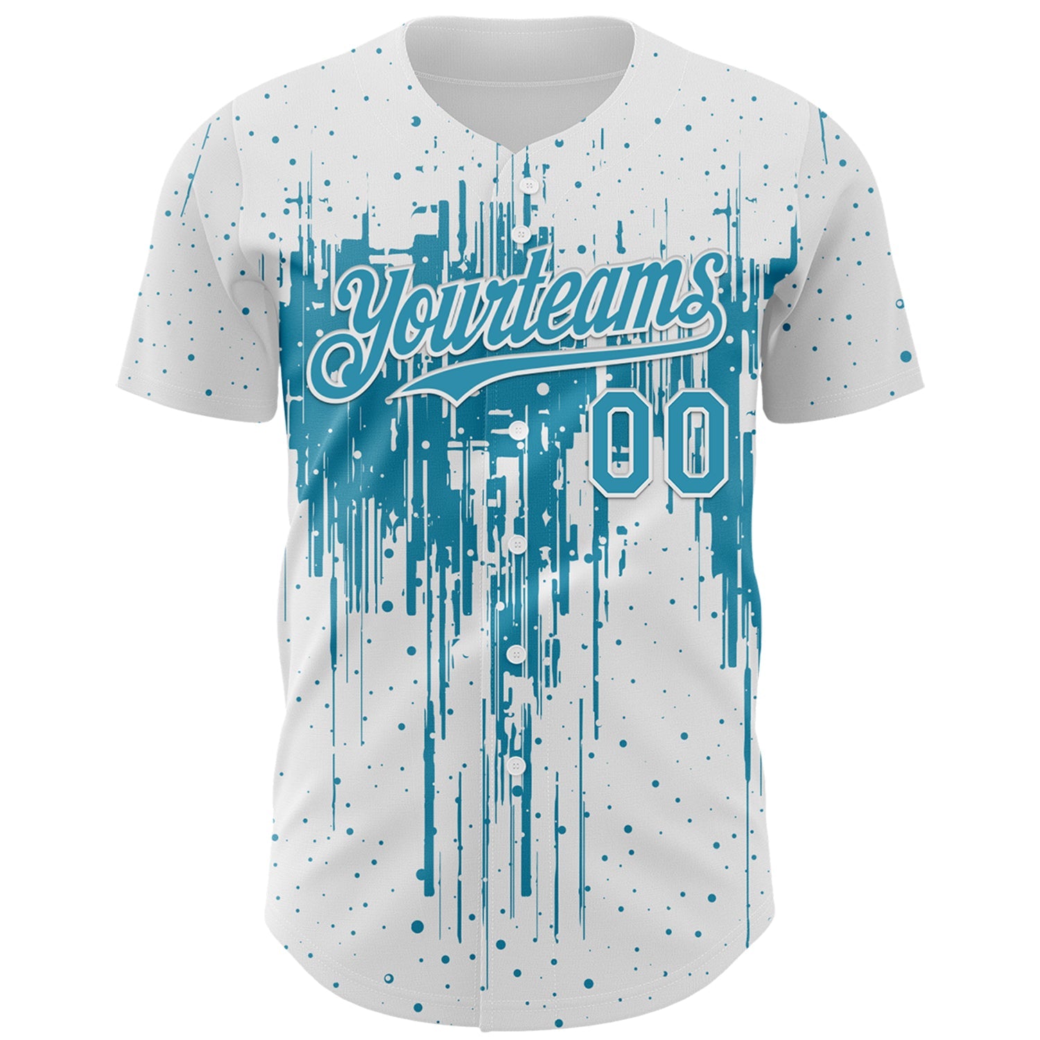 Custom White Panther Blue-White Dripping Splatter Paint Authentic Baseball Jersey