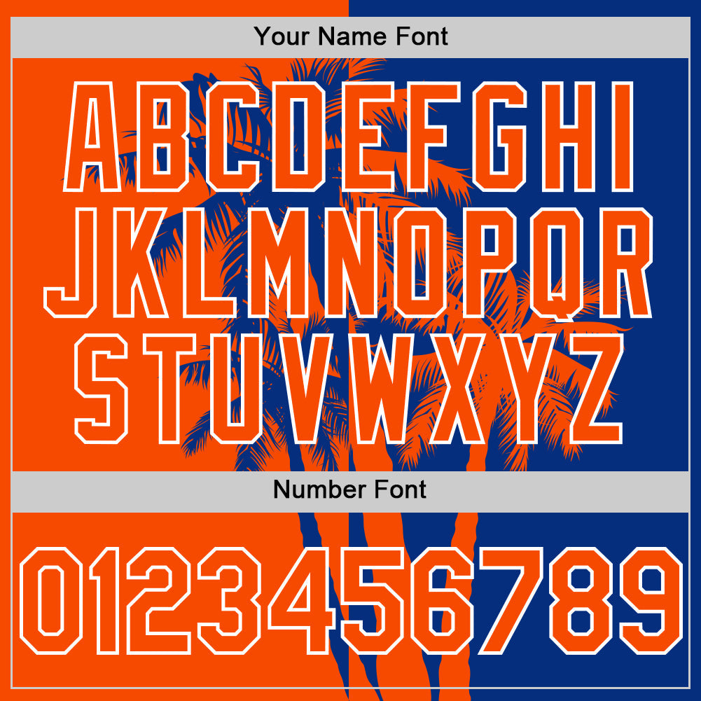 Custom Royal Orange-White Hawaii Palm Trees Tropical Coconut Authentic Baseball Jersey