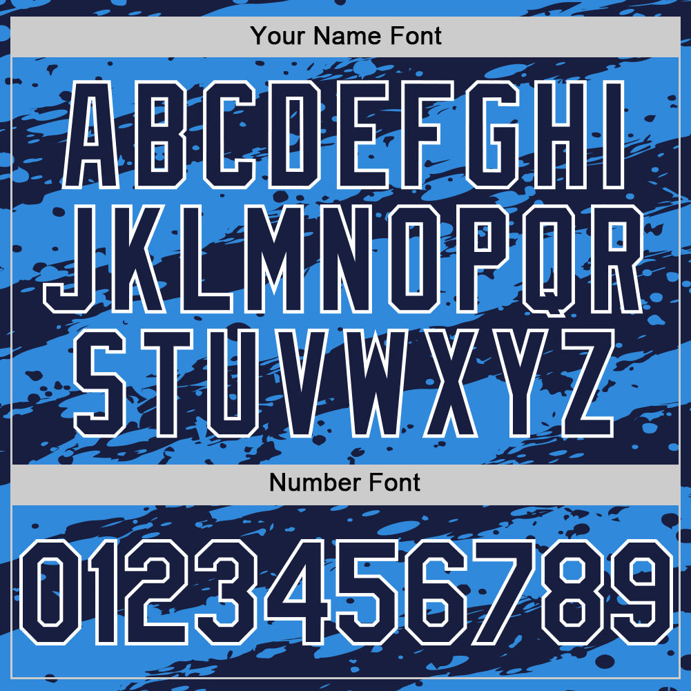 Custom Electric Blue Navy-White Paint Splash Stripe Authentic Baseball Jersey