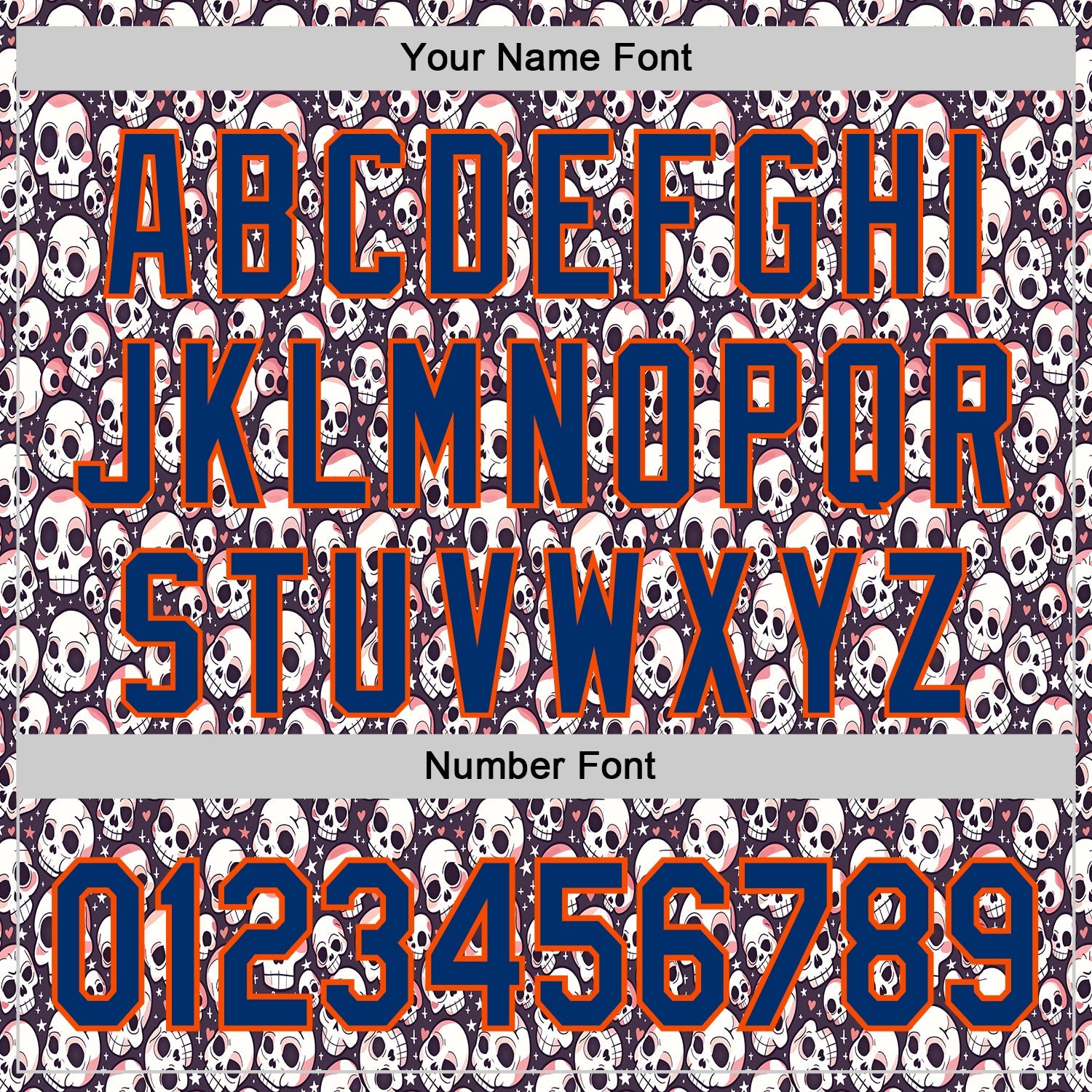 Custom White US Navy Blue-Orange Sugar Skull Day of the Dead Mexican Folk Art Authentic Baseball Jersey