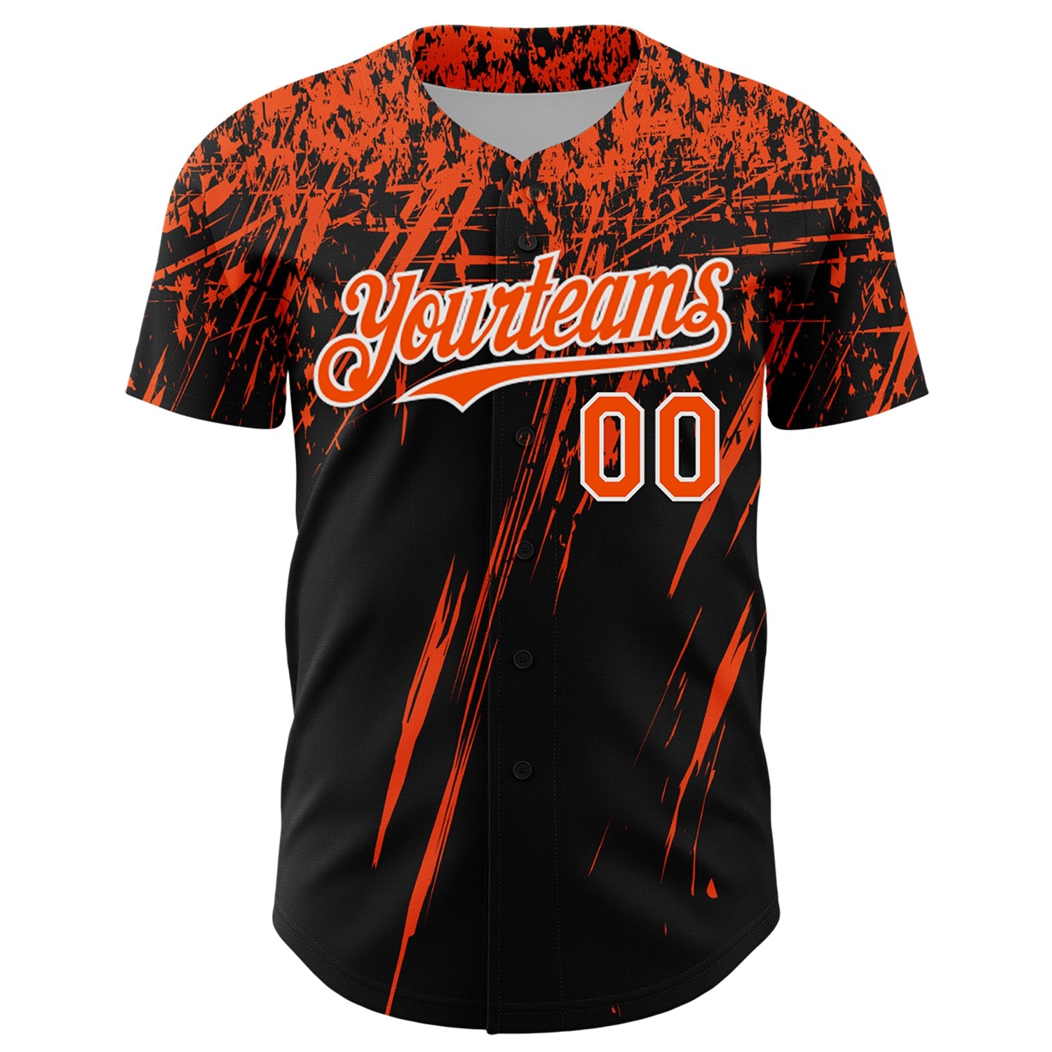 Custom Black Orange-White Distressed Scratch Brush Stroke Authentic Baseball Jersey