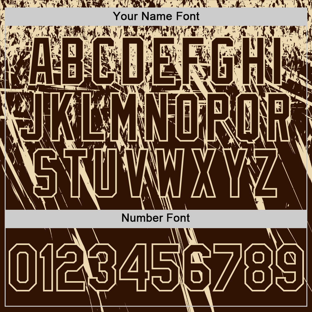 Custom Brown Cream Distressed Scratch Brush Stroke Authentic Baseball Jersey