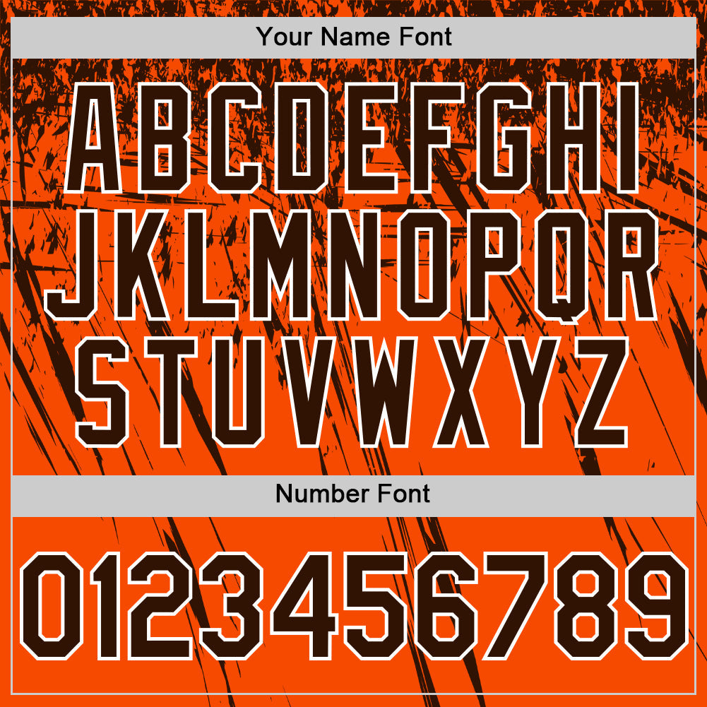 Custom Orange Brown-White Distressed Scratch Brush Stroke Authentic Baseball Jersey