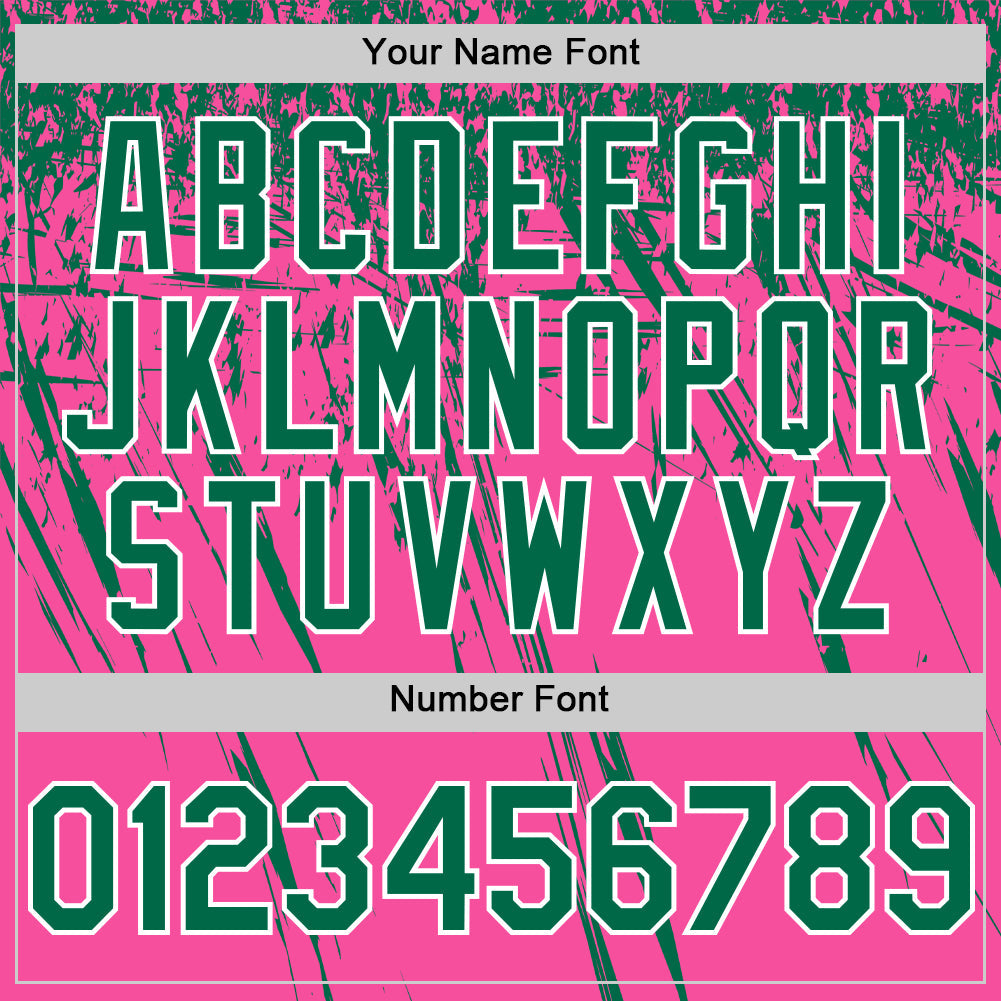Custom Pink Kelly Green-White Distressed Scratch Brush Stroke Authentic Baseball Jersey