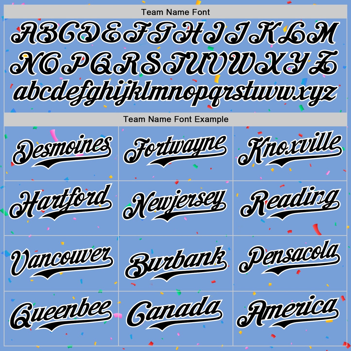 Custom Powder Blue Black-White 3D Pattern Design Confetti Colorful Speckle Authentic Baseball Jersey