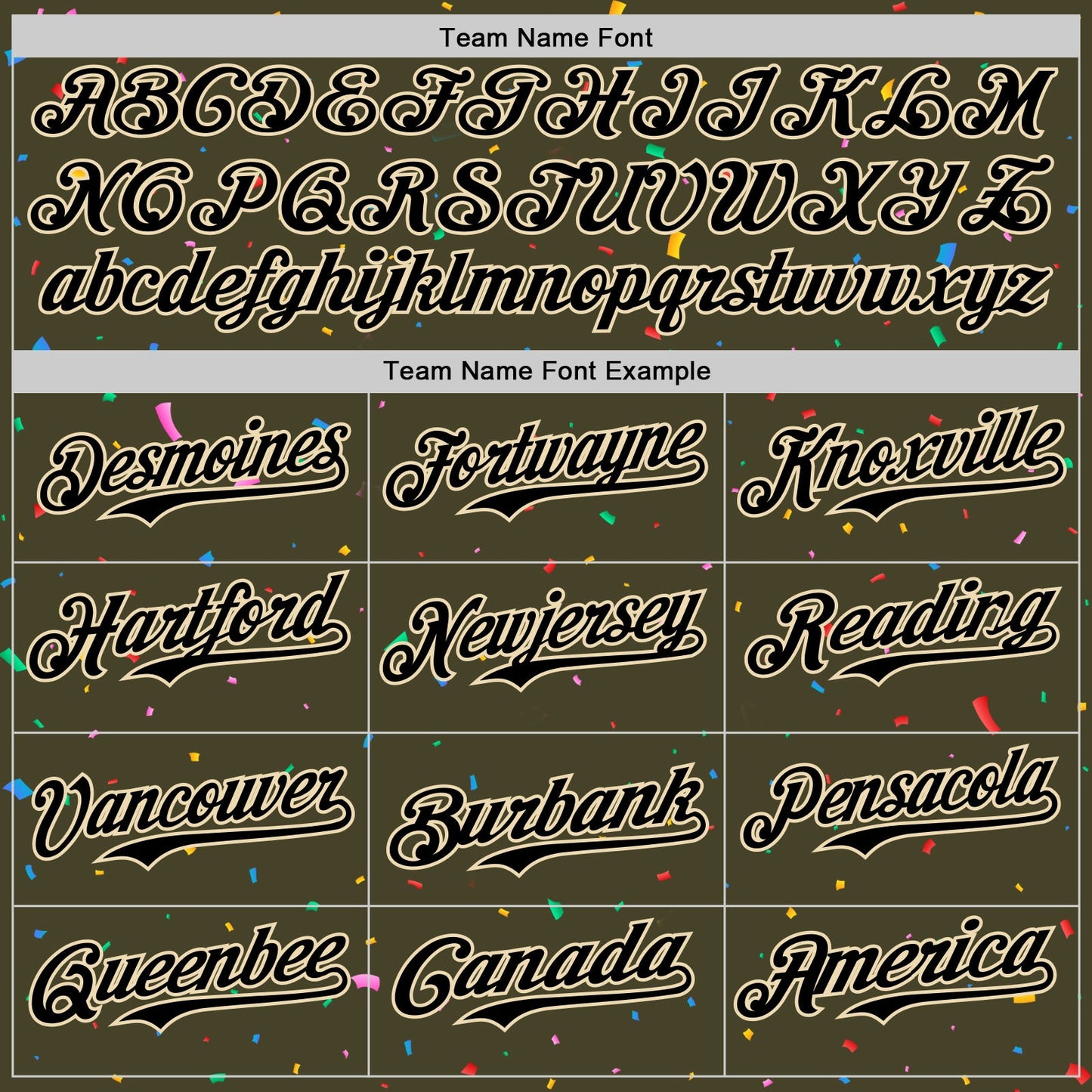 Custom Olive Black-Cream 3D Pattern Design Confetti Colorful Speckle Authentic Baseball Jersey