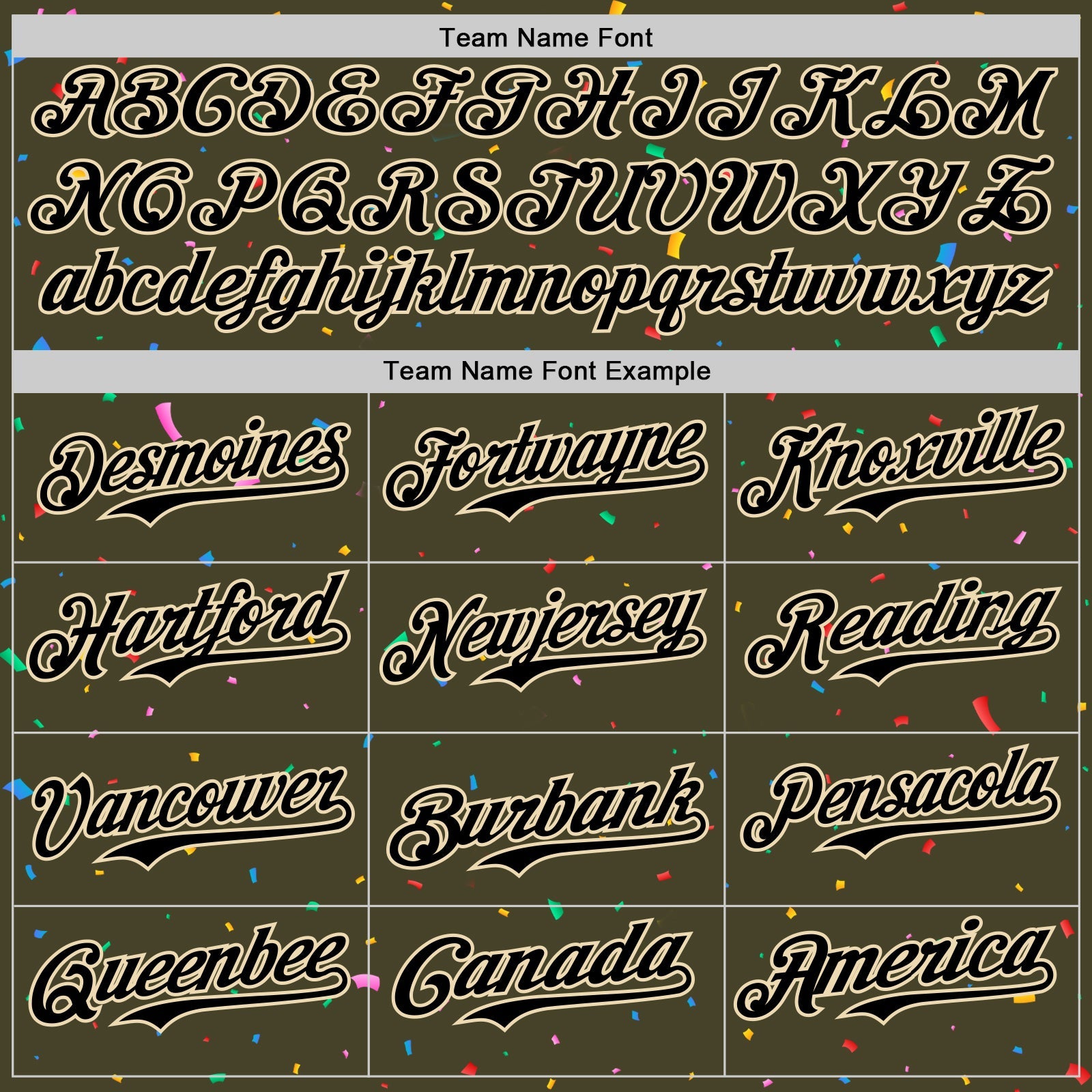 Custom Olive Black-Cream 3D Pattern Design Confetti Colorful Speckle Authentic Baseball Jersey