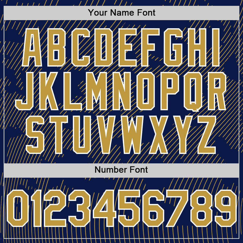 Custom Navy Old Gold-White Curve Lines Authentic Baseball Jersey