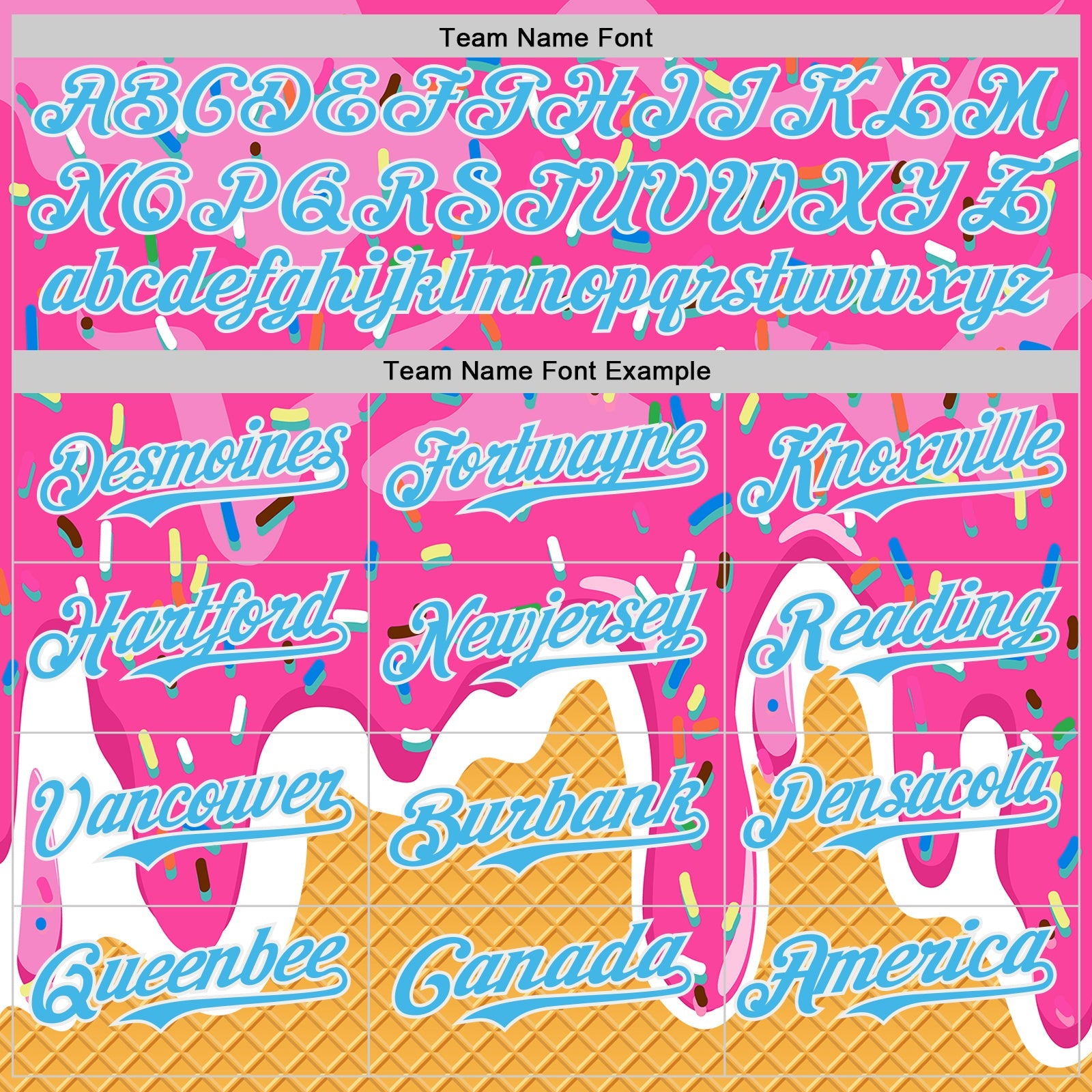 Custom Pink Sky Blue Yellow-White Foodie Food Dessert Melting Cream Waffle Grid Authentic Baseball Jersey