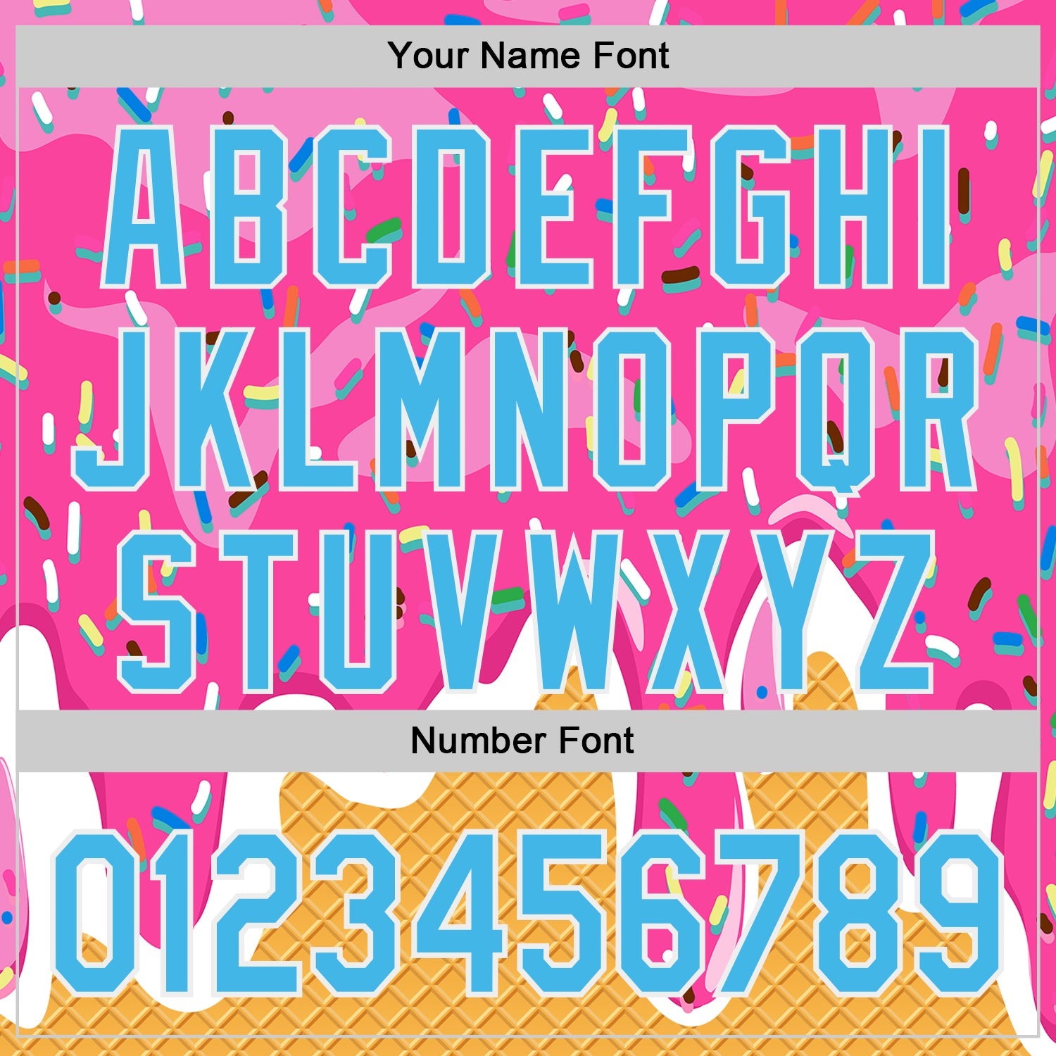 Custom Pink Sky Blue Yellow-White Foodie Food Dessert Melting Cream Waffle Grid Authentic Baseball Jersey