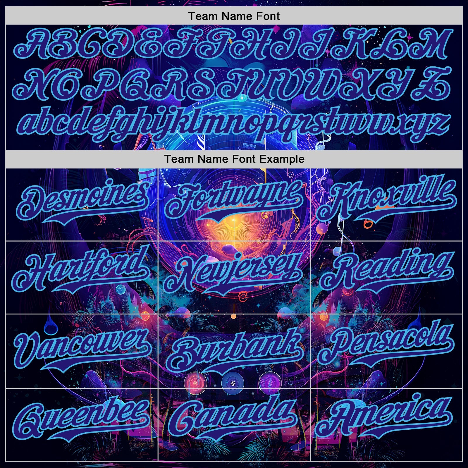 Custom Blue Dark Purple-Sky Blue Cyber Tropical Palm Trees Music Festival Cosmic Nebula Authentic Baseball Jersey