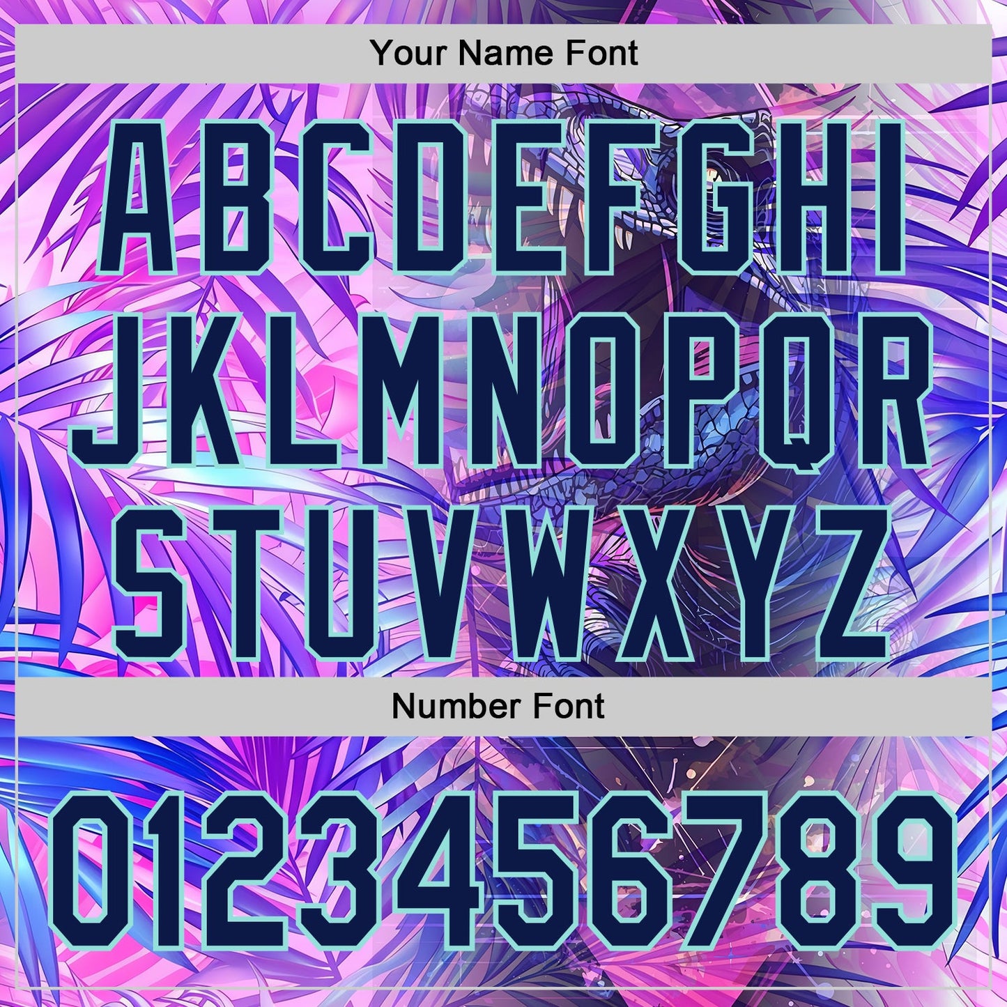 Custom Purple Navy-Ice Blue Cyber Tropical Palm Trees Dinosaur Gothic Fantasy Authentic Baseball Jersey