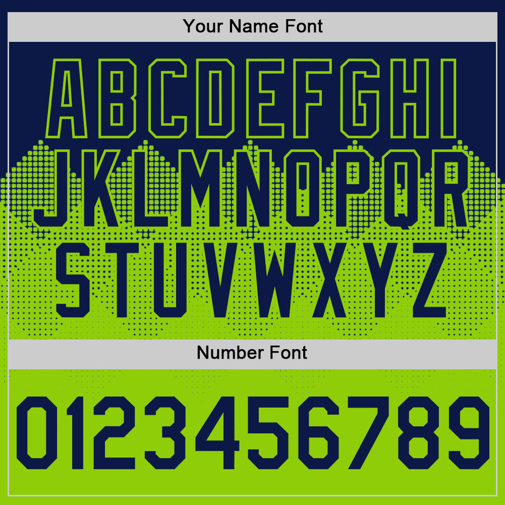 Custom Navy Neon Green 3D Pattern Design Gradient Square Shapes Authentic Baseball Jersey