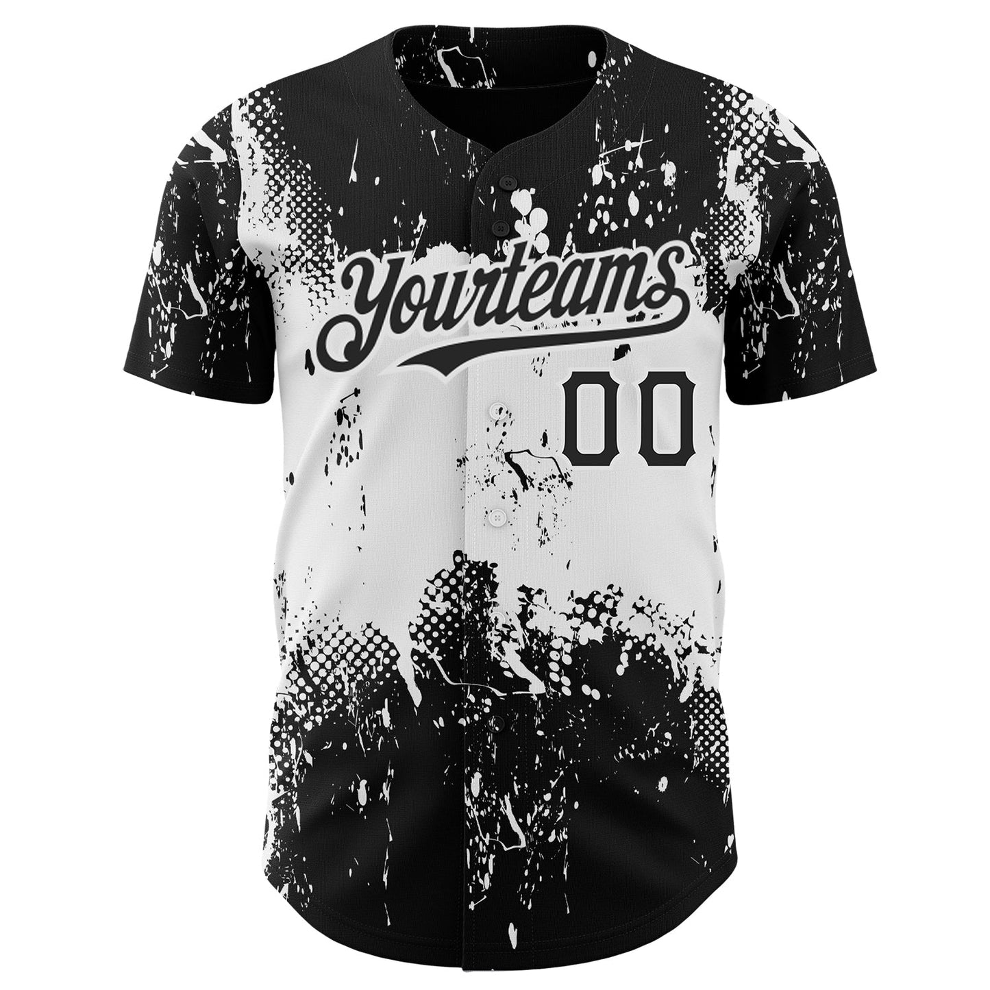 Custom Black White 3D Pattern Design Abstract Splatter Grunge Art Authentic Baseball Jersey T-Shirts, Hoodie,... (Image 2)