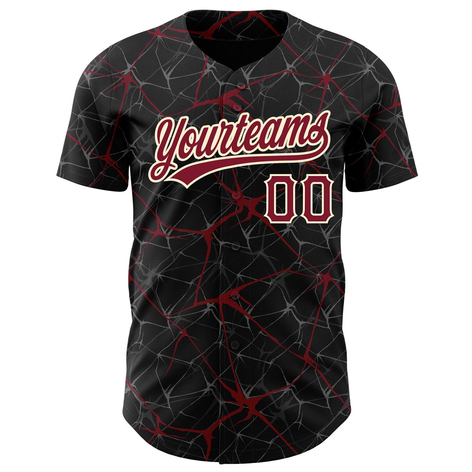 Custom Black Crimson-Cream 3D Pattern Design Abstract Network Authentic Baseball Jersey T-Shirts, Hoodie,... (Image 2)
