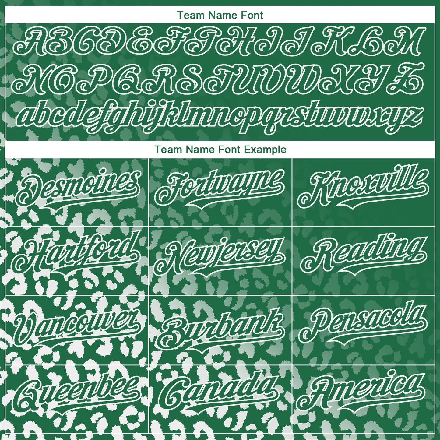 Custom Kelly Green White 3D Pattern Design Leopard Print Fade Fashion Authentic Baseball Jersey