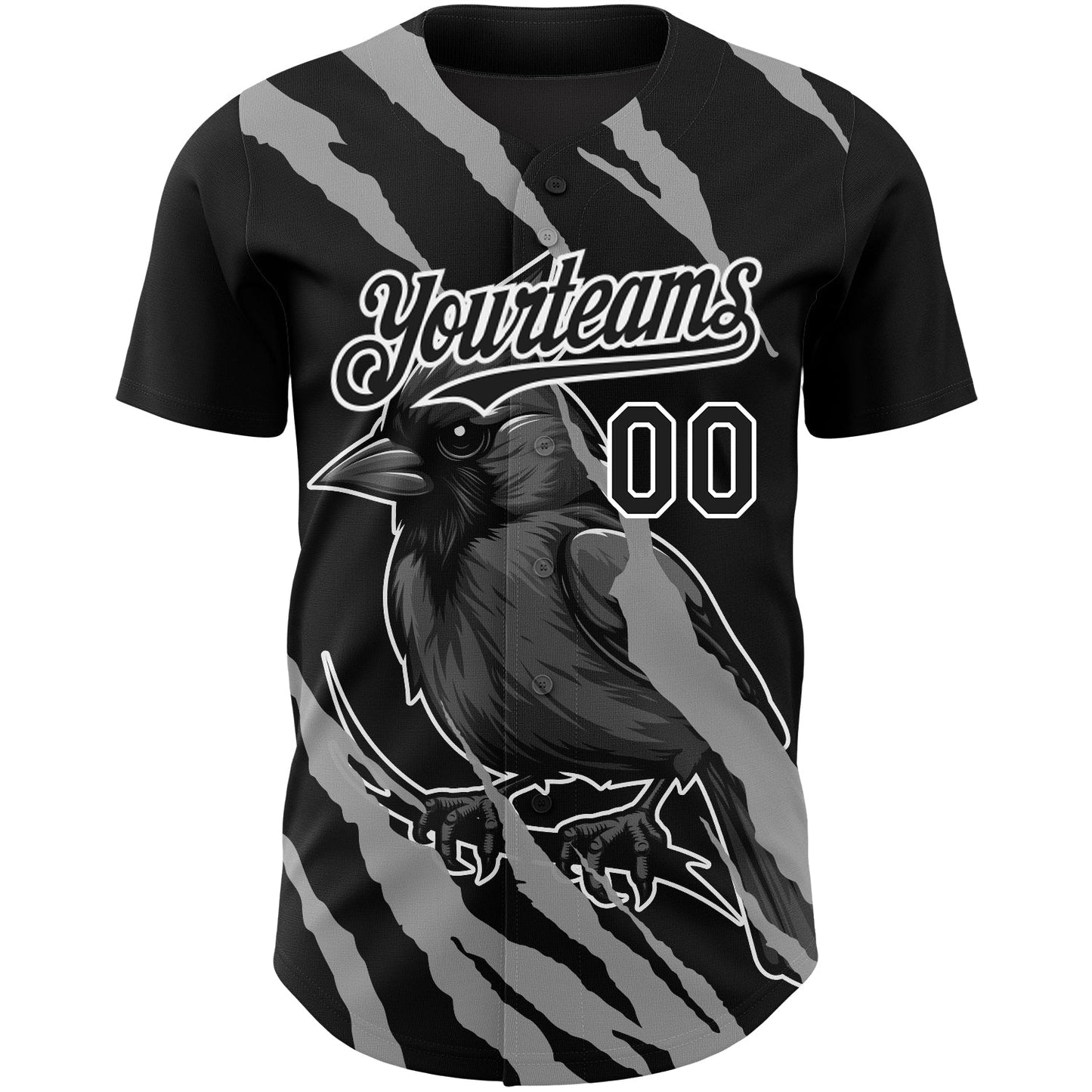Custom Black White 3D Pattern Design Animal Cardinal Bird Authentic Baseball Jersey T-Shirts, Hoodie, Sweatshirt (Image 2)