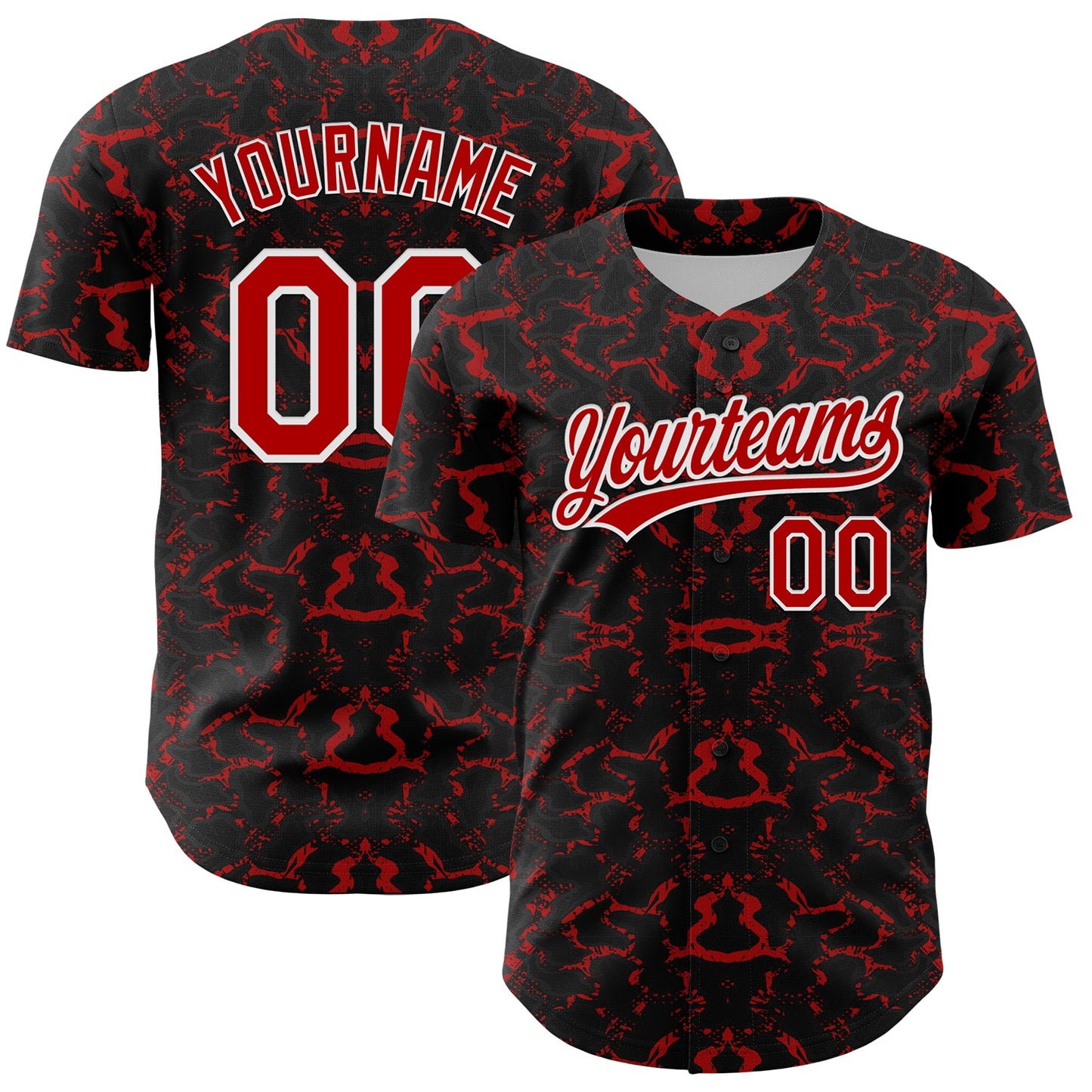 Custom Black Red-White 3D Pattern Design Abstract Tiger And Zebra Authentic Baseball Jersey T-Shirts, Hoodie,... (Image 1)