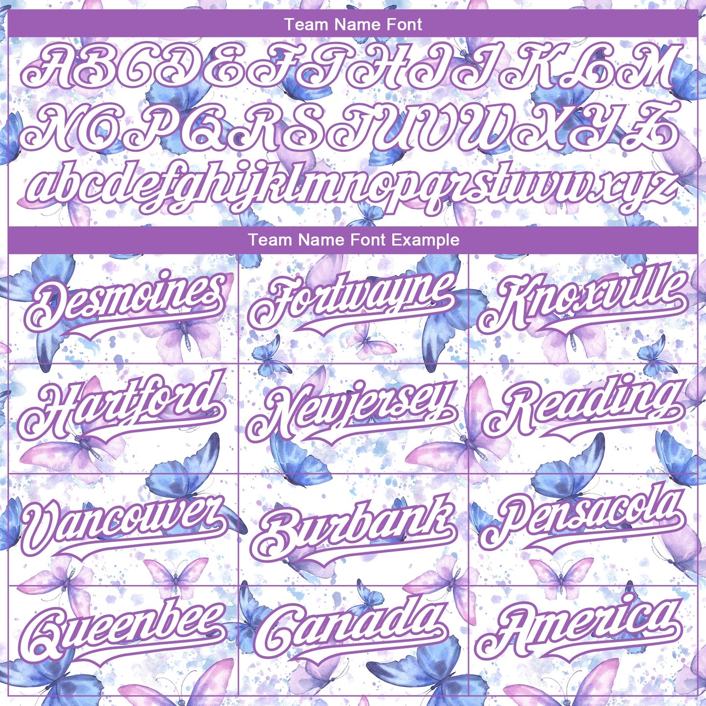 Custom White Medium Purple 3D Pattern Design Animal Butterfly Authentic Baseball Jersey