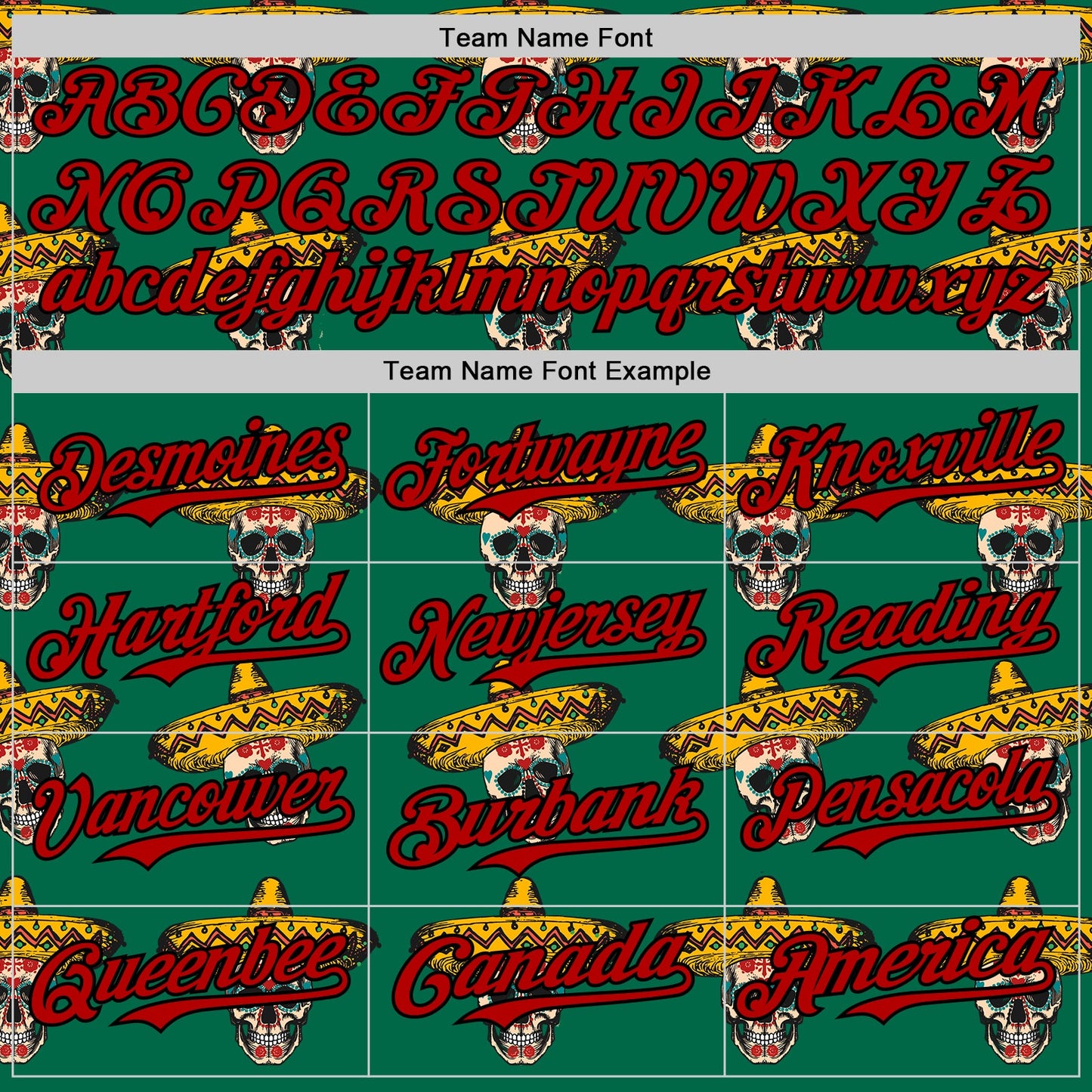 Custom Kelly Green Red-Black 3D Mexican Festival Skull With Sombrero Cinco de Mayo Authentic Baseball Jersey