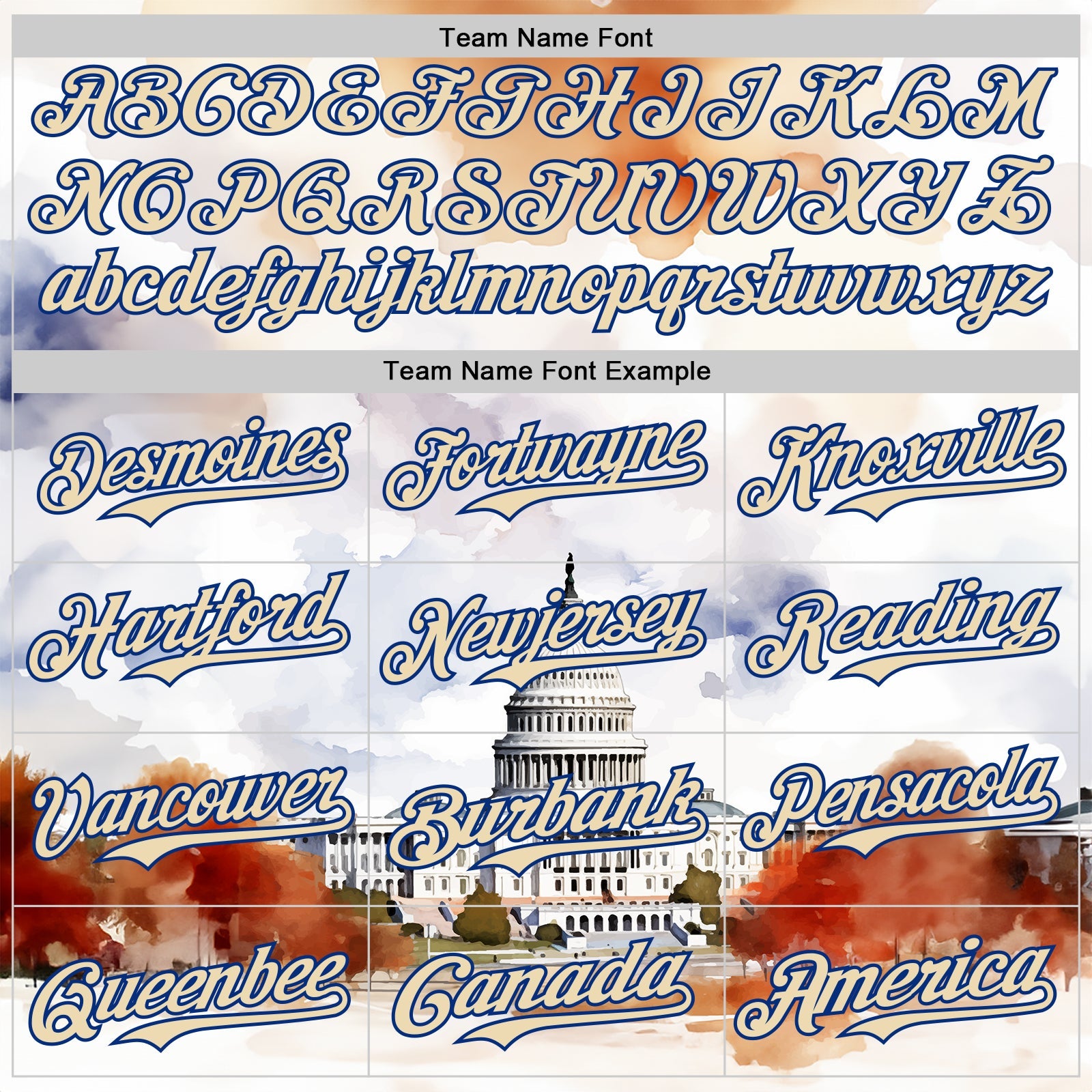 Custom White Cream-Royal 3D Pattern Design Washington Cityscape United States Capitol Authentic Baseball Jersey