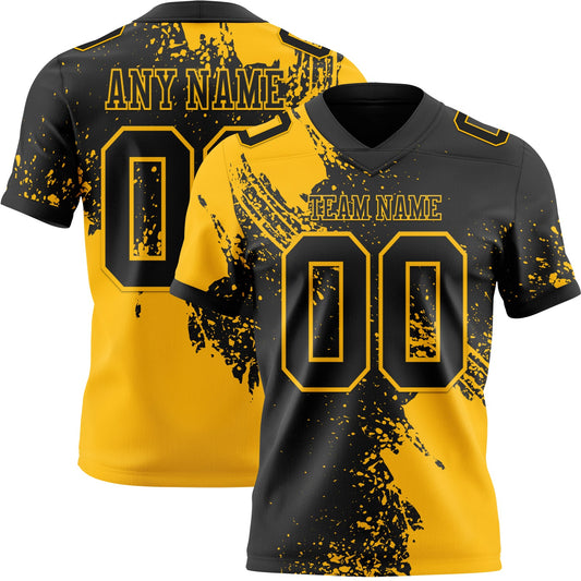 Custom Black Gold 3D Pattern Abstract Brush Stroke Authentic Football Jersey T-Shirts, Hoodie, Sweatshirt (Image 1)