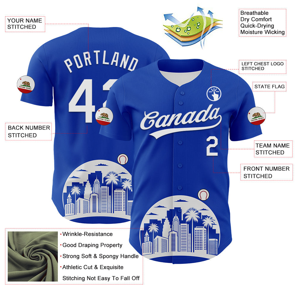 Custom Thunder Blue White-Black 3D Urban City Edition Sports Authentic Baseball Jersey
