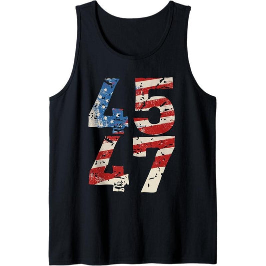 45 47 Trump Support American Flag Reelection Republicans Tank Top made in USA