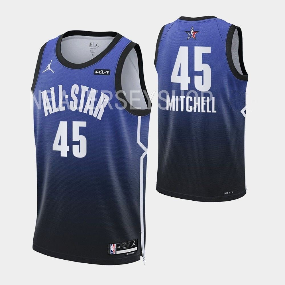 45 Donovan Mitchell 2023 nba all star jersey black blue
