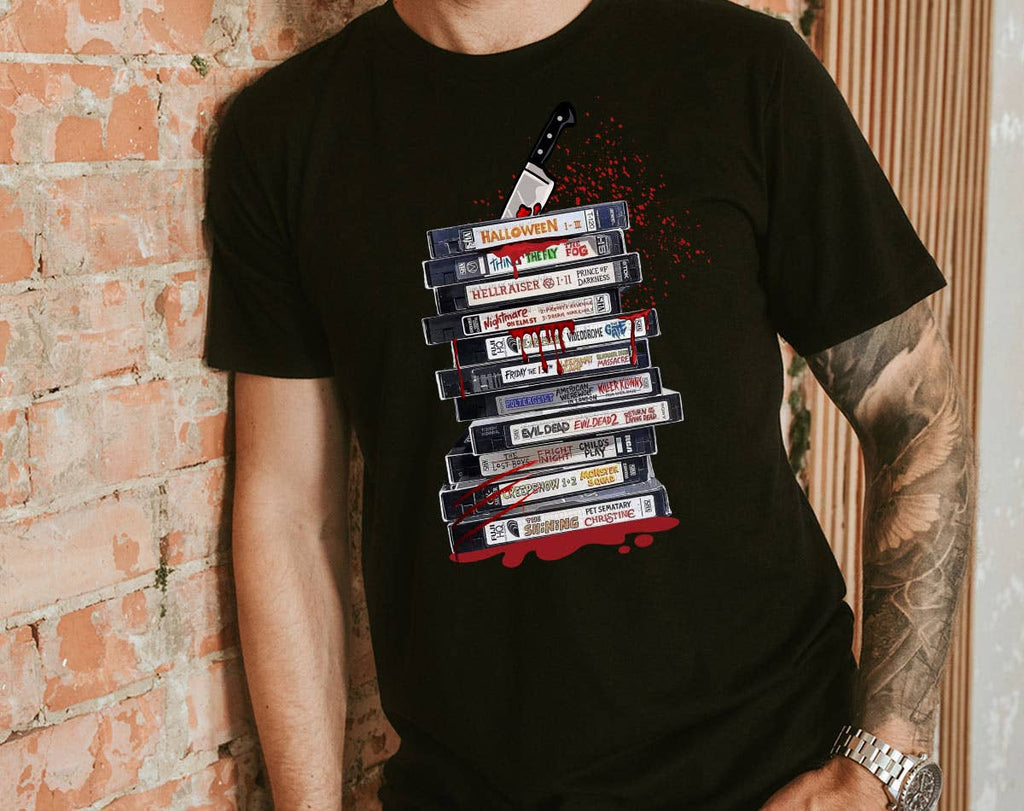 Knife Vhs Horror Retro Movies - Halloween Horror T-Shirt