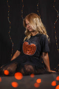 Pumpkin Fall Halloween Black Leopard Short Sleeve
