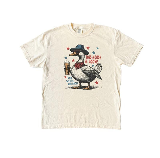 4th Of July This Goose Is Loose Tshirt, Cute Comfort Colors Shirt, Silly Goose lover Cat Shirt Fit Top