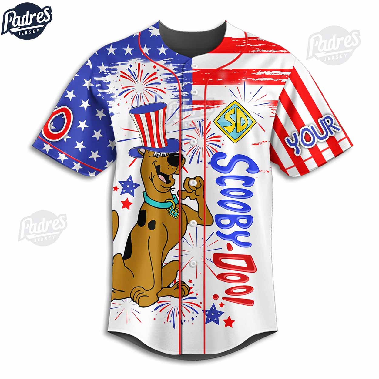 4th Of July What New Scooby-Doo Custom Baseball Jersey - Padres Jersey Oasis: Elevate Your Baseball Style Game... (Image 2)