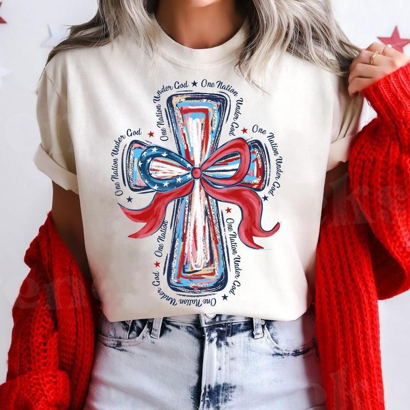 4th of July Coquette Bow Shirt, Retro America 4th of July, Memorial Day Shirt, Girly USA, Independence Day Shirt