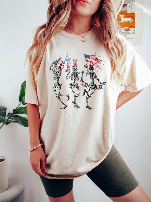 4th of July Skellies, 4th of July Shirts, Dancing Skeleton Shirt, American Flag Shirt,4th of July, Stars and Stripes Shirt