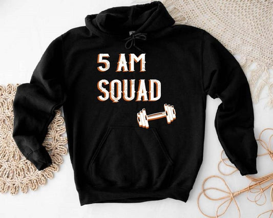 5 Am Squad Sweatshirt, Five In The Morning Sweater, Matching Sport Group Hoodie, Weightlifting Sweater, Unisex Fitness Coach Gift, Exercise Sweatshirt.