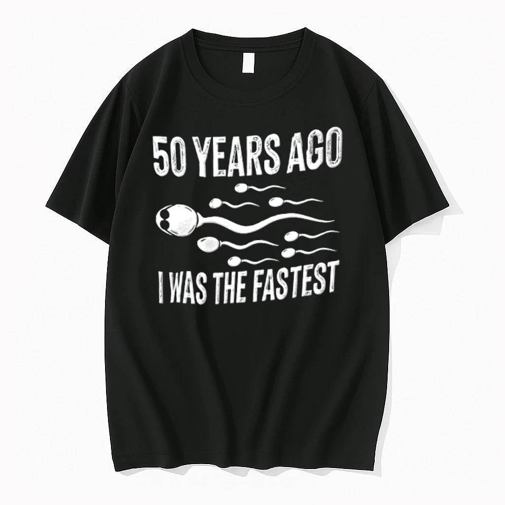 50 Years Ago I Was The Fastest Sperm Cells Swimming Cartoon Style Youth Tshirts Sweater