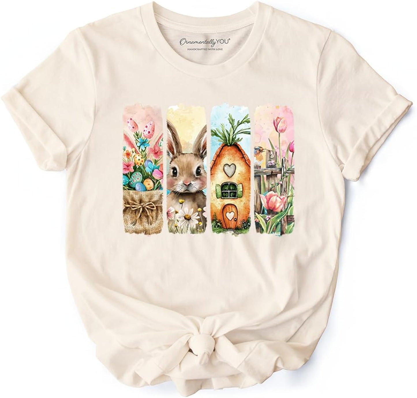 Easter Bunny Floral Brushstroke T-Shirt, Spring Pastel Coquette Tee