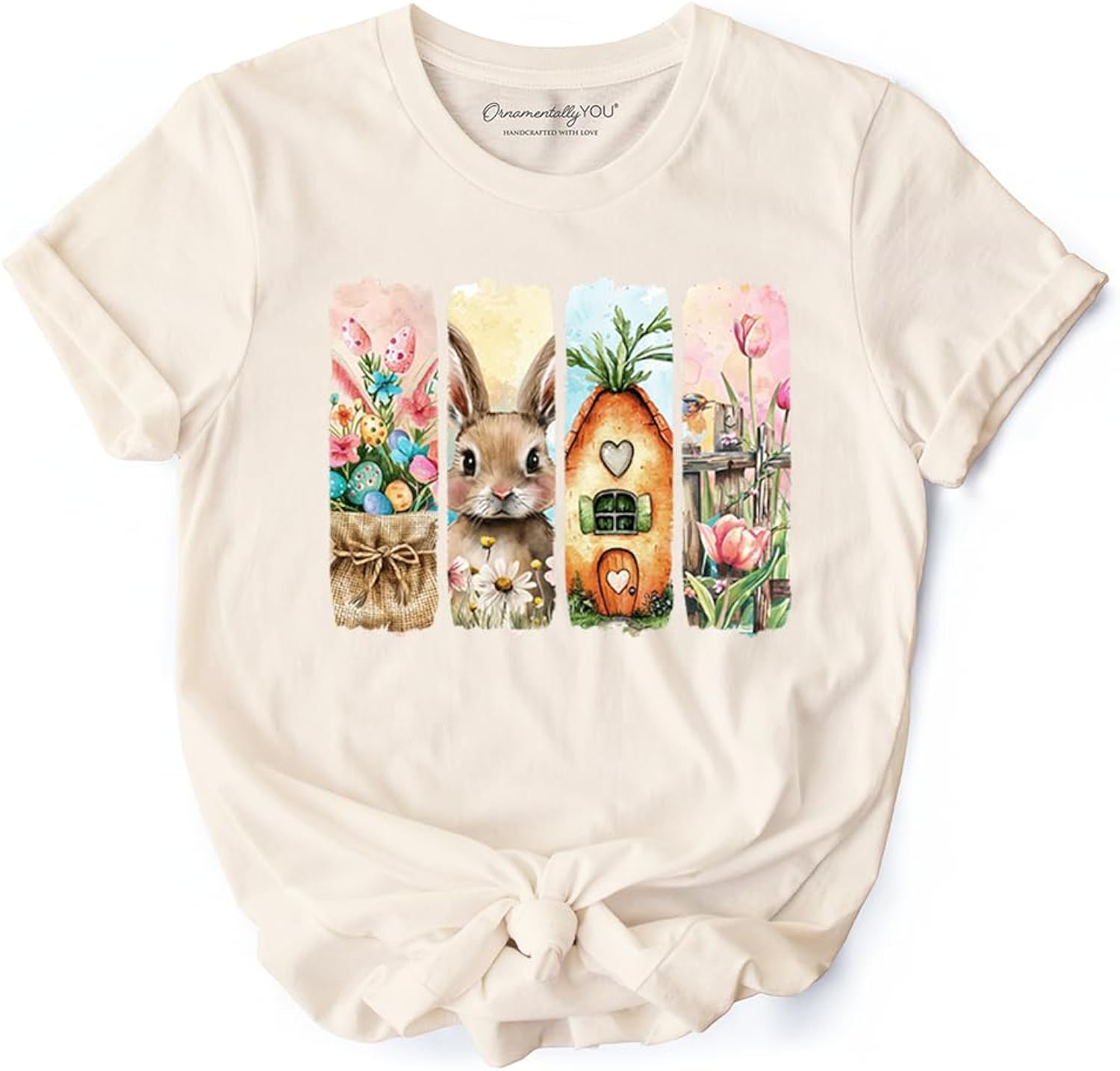 Easter Bunny Floral Brushstroke T-Shirt, Spring Pastel Coquette Tee