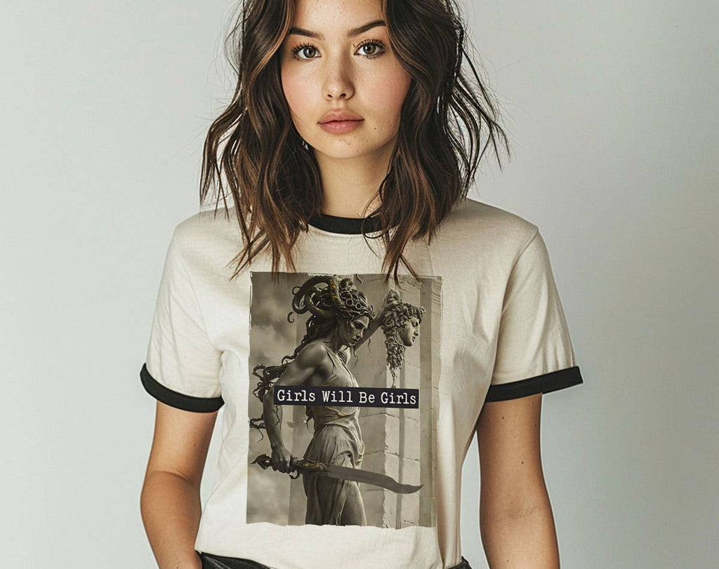 Girls Will Be Girls Medusa Women's Rights Ringer Shirt