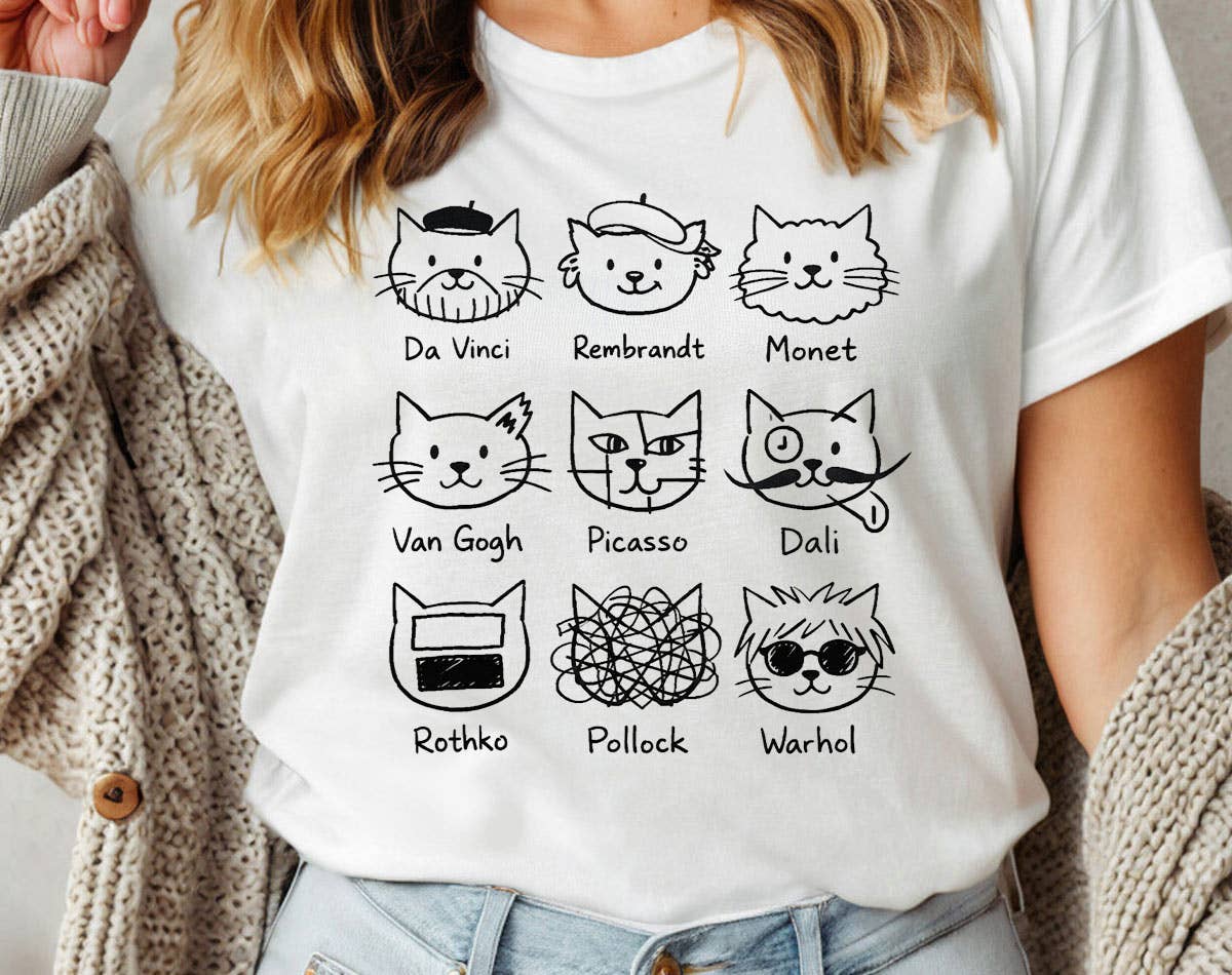Artistic Cat Painters Warhol Da Vinci Dali T-Shirt