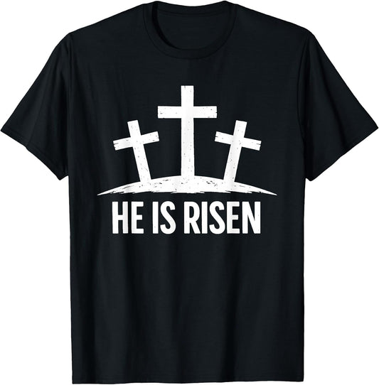 Easter He is Risen Christian Cross T-Shirt