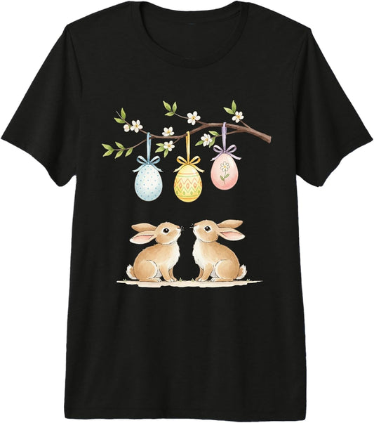 Cute Easter Bunny Pastel Eggs Spring Holiday Design Premium Tri-Blend T-Shirt