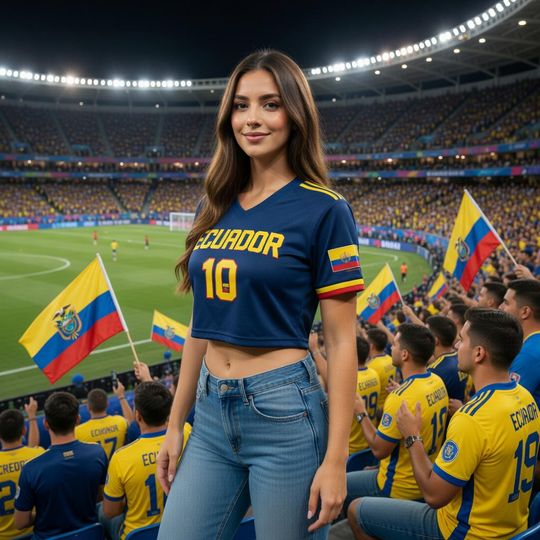 Ecuador Soccer Crop Top Jersey, Custom Name and Number, Women's World Cup Baseball Jersey