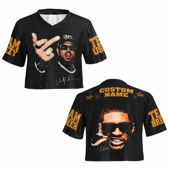 Personalized Chris Brown Usher Crop Top Jersey, Trendy R&B Fan Top