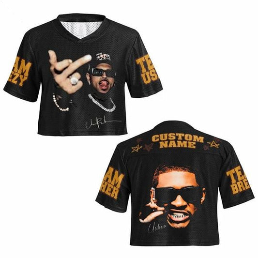 Personalized Chris Brown Usher Crop Top Jersey, Trendy R&B Fan Top