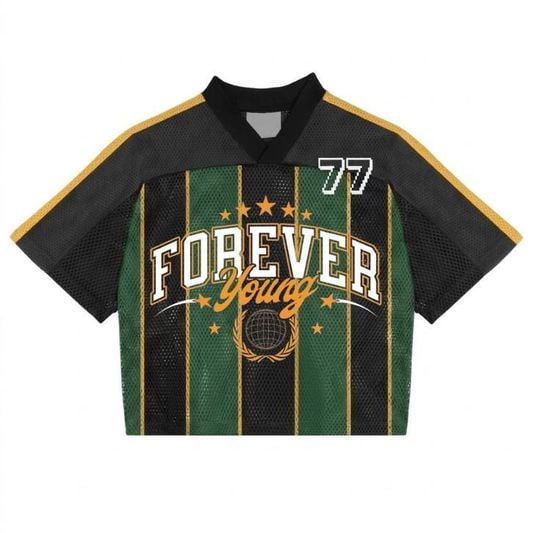 Personalized Crop Top Mesh Baseball Jersey with Custom Name and Number, Vintage Green Black Striped Football
