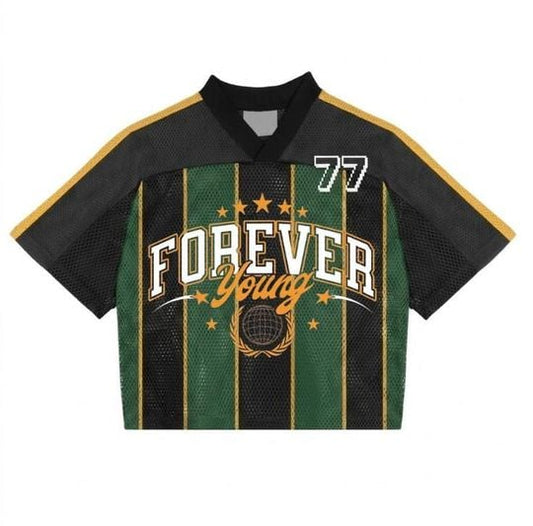 Personalized Crop Top Mesh Baseball Jersey with Custom Name and Number, Vintage Green Black Striped Football