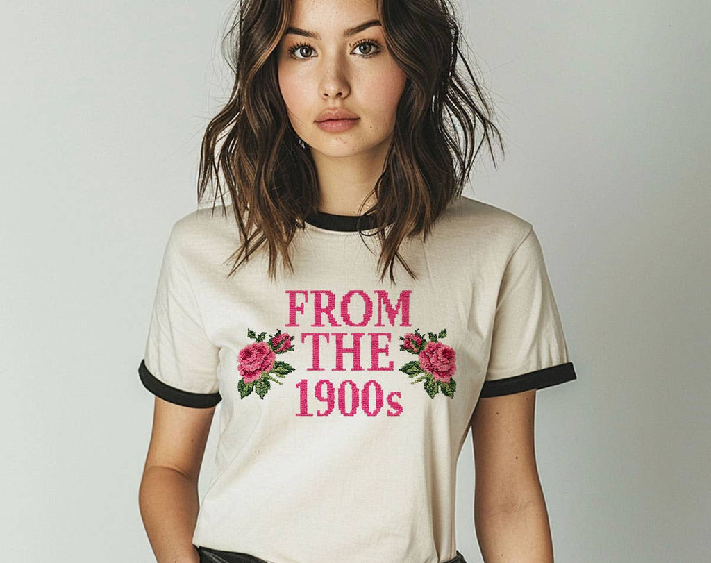 From the 1900's Floral Roses - Funny Retro Ringer Shirt