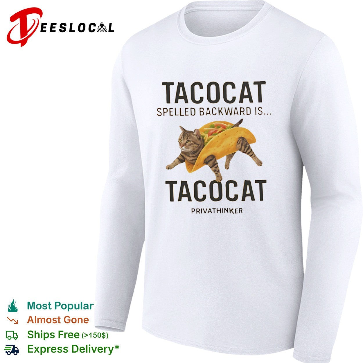 Tacocat Spelled Backward Is Tacocat Cat Taco shirt